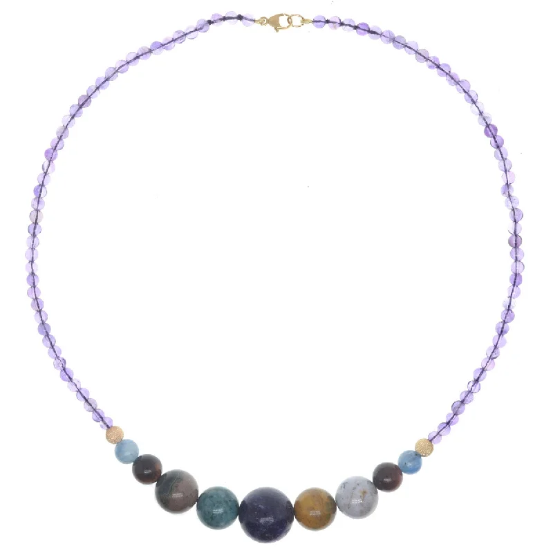 Dainty Floral Jewelry For Feminine Elegance Bubbles Necklace - Amethyst