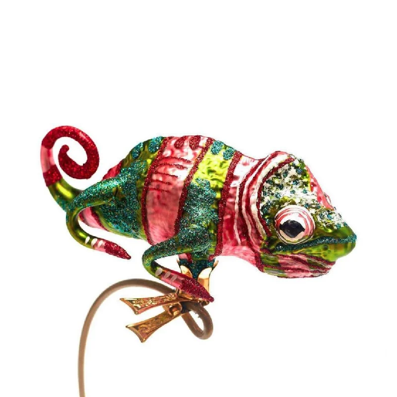 Trendy Minimalist Jewelry For Everyday Wear Candy-Striped Chameleon Clip-On Ornament