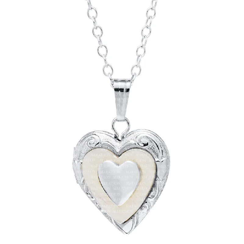 Shop Elegant Jewelry At Unbeatable Prices SS Children's Mother of Pearl Heart Locket 15" Chain Shop Elegant Jewelry At Unbeatable Prices SS Children's Mother of Pearl Heart Locket 15" Chain