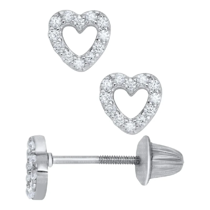 Fashion-Forward Geometric Jewelry For Contemporary Style Children's Open Heart CZ Earrings Fashion-Forward Geometric Jewelry For Contemporary Style Children's Open Heart CZ Earrings