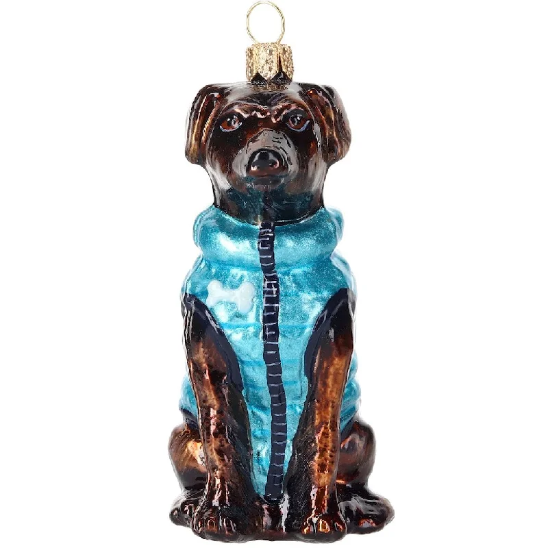 Fashion-Forward Geometric Jewelry For Contemporary Style Chocolate Lab in Puffer Coat Ornament