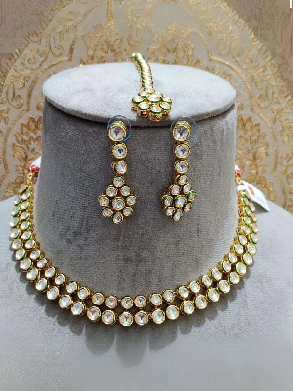 Make Your Outfit Shine With Discounted Jewelry Classic 2 Line Kundan Set