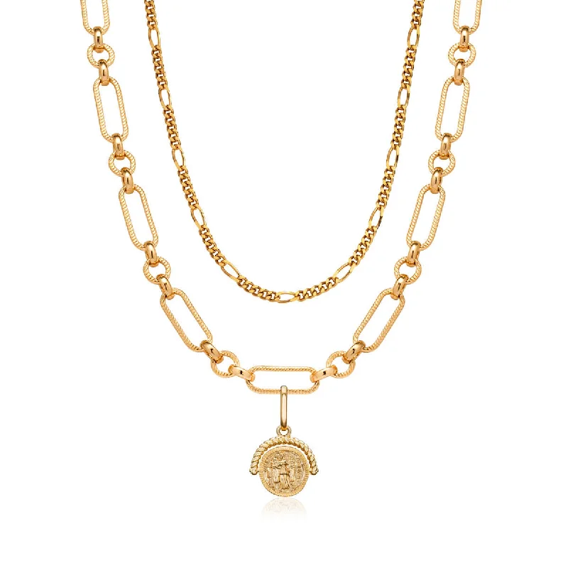 Get The Sparkle You Love At Prices You Adore Coin Figaro Layered Set (Gold)