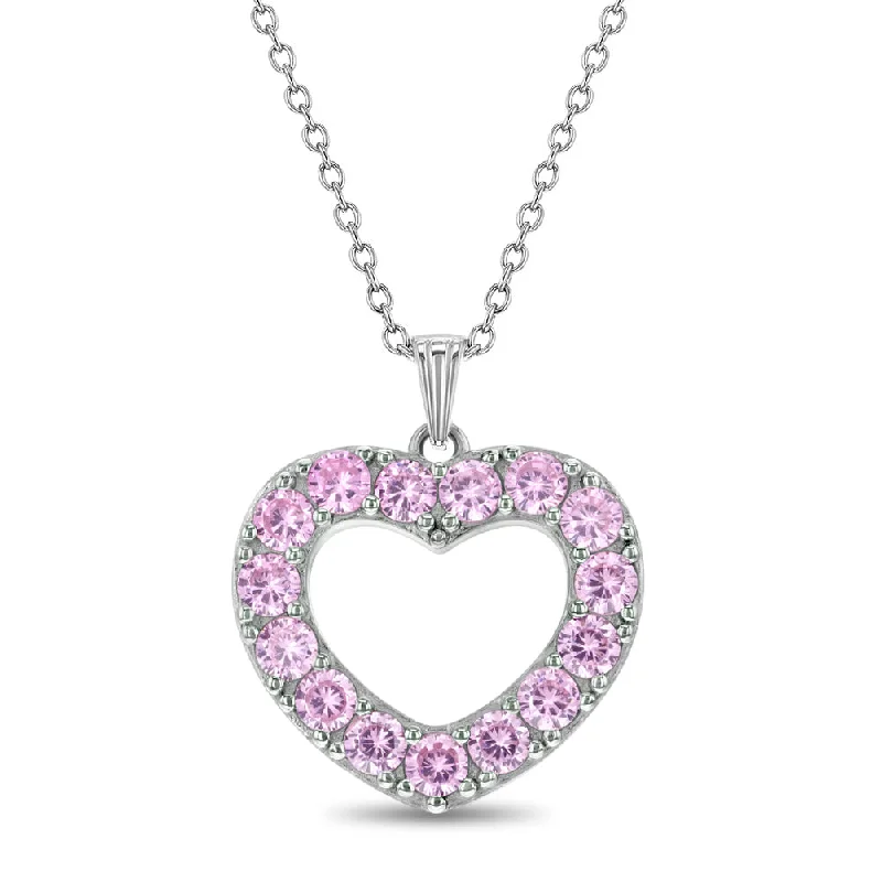 Exclusive Jewelry Offers – Sparkle For Less CZ Open Heart Kids / Children's / Girls Pendant/Necklace - Sterling Silver