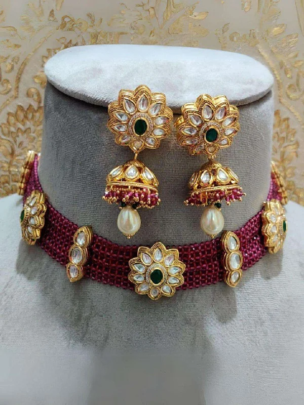 Your Dream Jewelry At Dream Prices Designer Gold Plated Royal Kundan And Ruby Necklace With Earrings Your Dream Jewelry At Dream Prices Designer Gold Plated Royal Kundan And Ruby Necklace With Earrings
