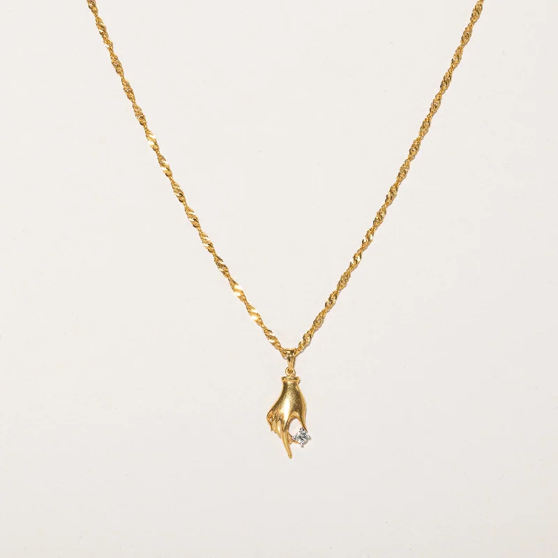 Elegant Rose Gold Jewelry For A Stylish Touch Diamond Hand Pendant & Necklace | 0.16ct | 15" | Elegant Rose Gold Jewelry For A Stylish Touch Diamond Hand Pendant & Necklace | 0.16ct | 15" |