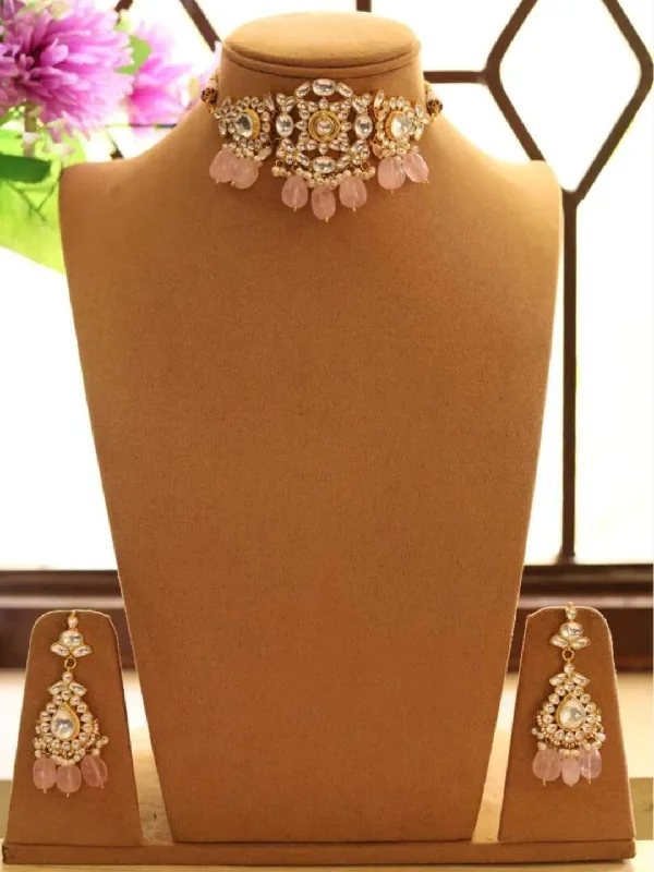 Exclusive Jewelry Offers – Sparkle For Less Diamond Shaped Kundan Choker Necklace Set