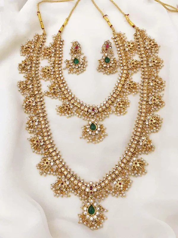 Personalized Jewelry At Special Discount Rates Double Layer Guttapusalu Haram Necklace With Earrings Personalized Jewelry At Special Discount Rates Double Layer Guttapusalu Haram Necklace With Earrings
