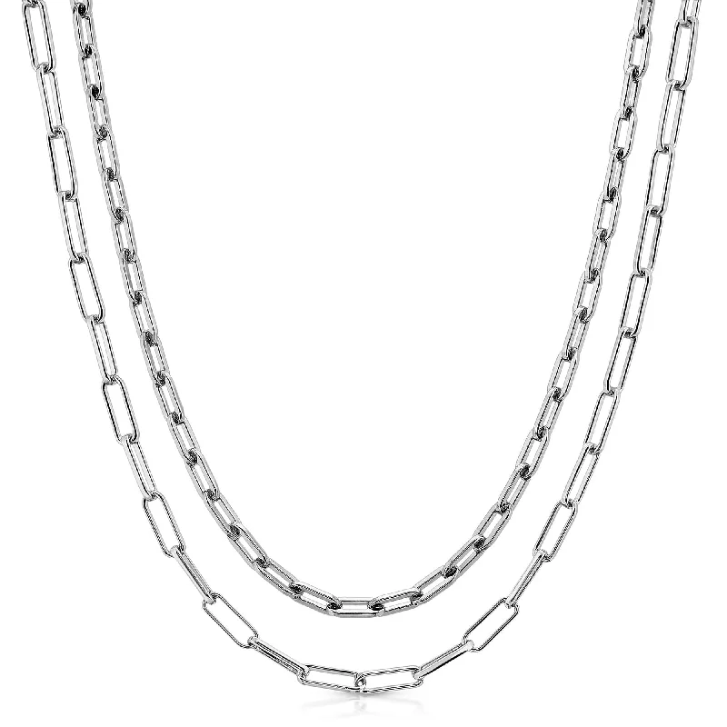Must-Have Jewelry At Irresistible Discounts Silver Double Medium & Elongated Link Chain Necklace Must-Have Jewelry At Irresistible Discounts Silver Double Medium & Elongated Link Chain Necklace