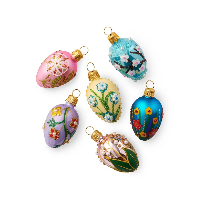 Delicate Crystal Jewelry For Sophisticated Charm Easter Egg Ornaments, Set of 6