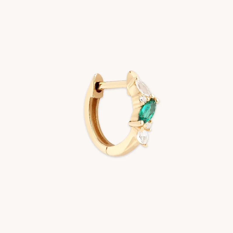 Limited-Stock Jewelry Sale – Shop Before It's Gone Emerald Cluster Piercing Hoop in Solid Gold Limited-Stock Jewelry Sale – Shop Before It's Gone Emerald Cluster Piercing Hoop in Solid Gold