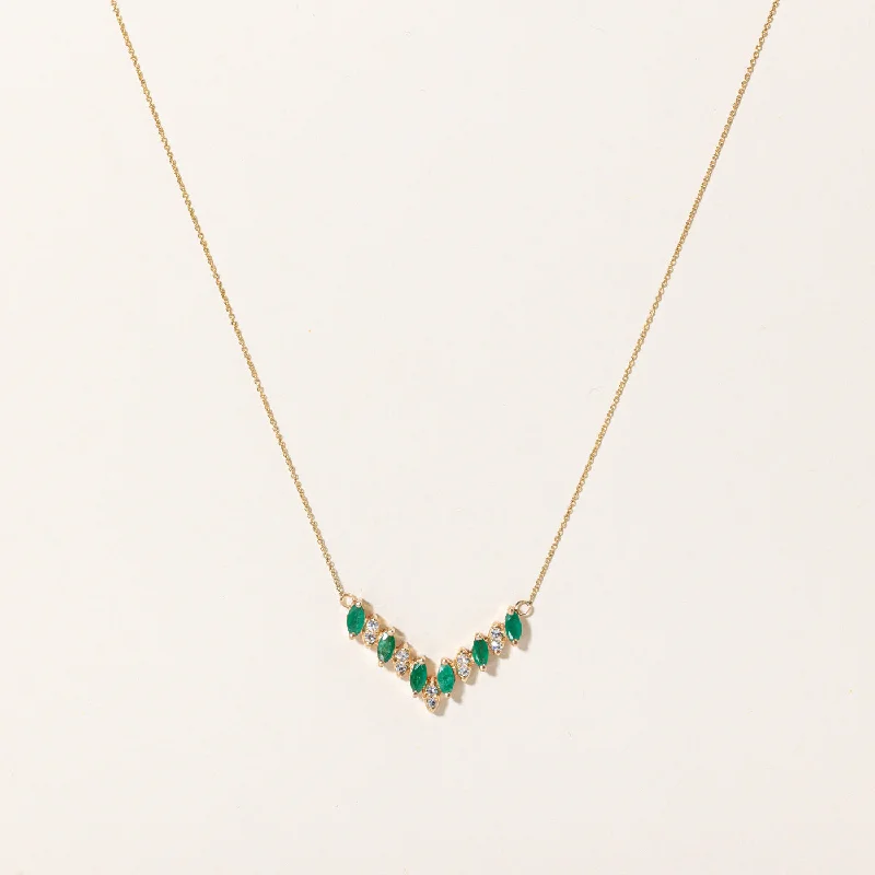 Customized Silver Jewelry For Unique Style Emerald & Diamond Pendant Necklace | 0.51ctw, 0.20ctw | 17" | Customized Silver Jewelry For Unique Style Emerald & Diamond Pendant Necklace | 0.51ctw, 0.20ctw | 17" |