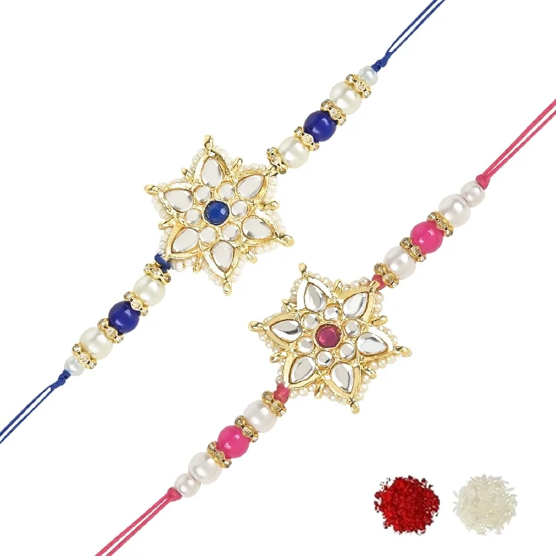 Clearance Sale On High-End Jewelry Collections Etnico I Jewels Pearl & Kundan Designer Bhaiya Rakhi With Roli Chawal for Brother/Bro/Men with Rakshabandhan Card (R116Q-Bl)(Pack of 2) Clearance Sale On High-End Jewelry Collections Etnico I Jewels Pearl & Kundan Designer Bhaiya Rakhi With Roli Chawal for Brother/Bro/Men with Rakshabandhan Card (R116Q-Bl)(Pack of 2)