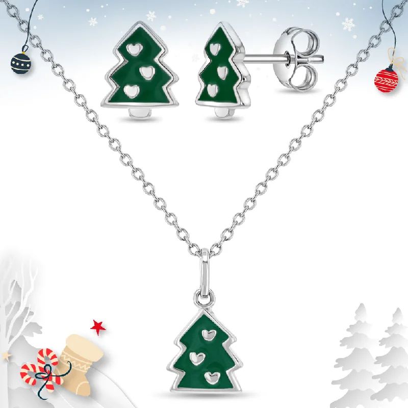 The Jewelry Sale You've Been Waiting For Is Here Festive Christmas Tree Kids / Children's / Girls Jewelry Set - Sterling Silver The Jewelry Sale You've Been Waiting For Is Here Festive Christmas Tree Kids / Children's / Girls Jewelry Set - Sterling Silver