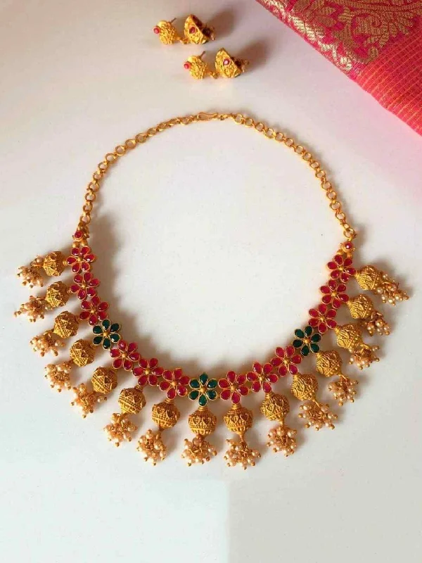 Shop High-Quality Jewelry At Jaw-Dropping Discounts Flower Matt Multi Colored Choker