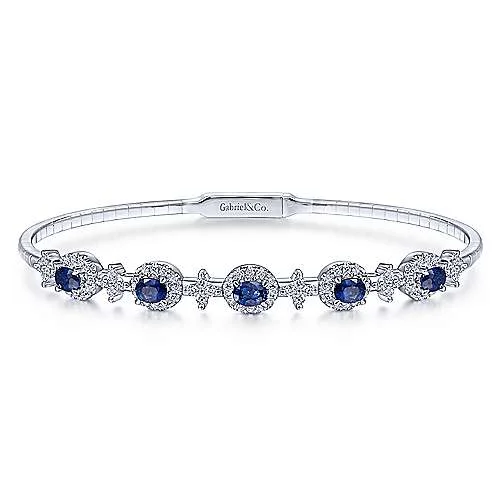 Discounted Jewelry For A Glamorous Look Gabriel & Co., White Gold Sapphire & Diamond Bangle Discounted Jewelry For A Glamorous Look Gabriel & Co., White Gold Sapphire & Diamond Bangle