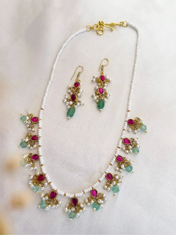 Flash Sale On Exquisite Jewelry – Don't Miss Out Gold Tone Pink Green Pearl Beaded Kundan Jadau Necklace Set Flash Sale On Exquisite Jewelry – Don't Miss Out Gold Tone Pink Green Pearl Beaded Kundan Jadau Necklace Set