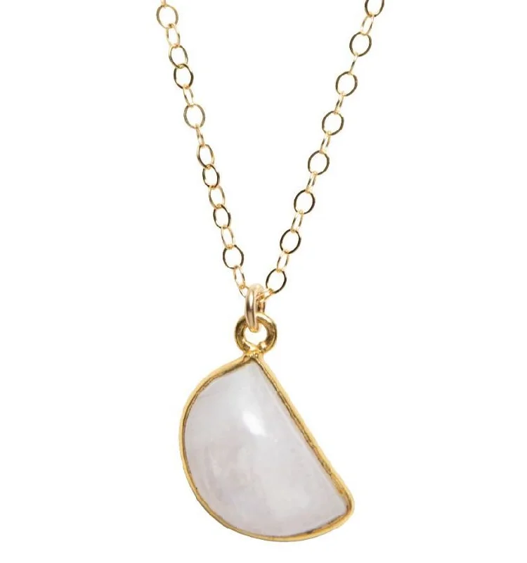 Personalized Engraved Jewelry For Meaningful Gifts Half Moon Necklace in Moonstone