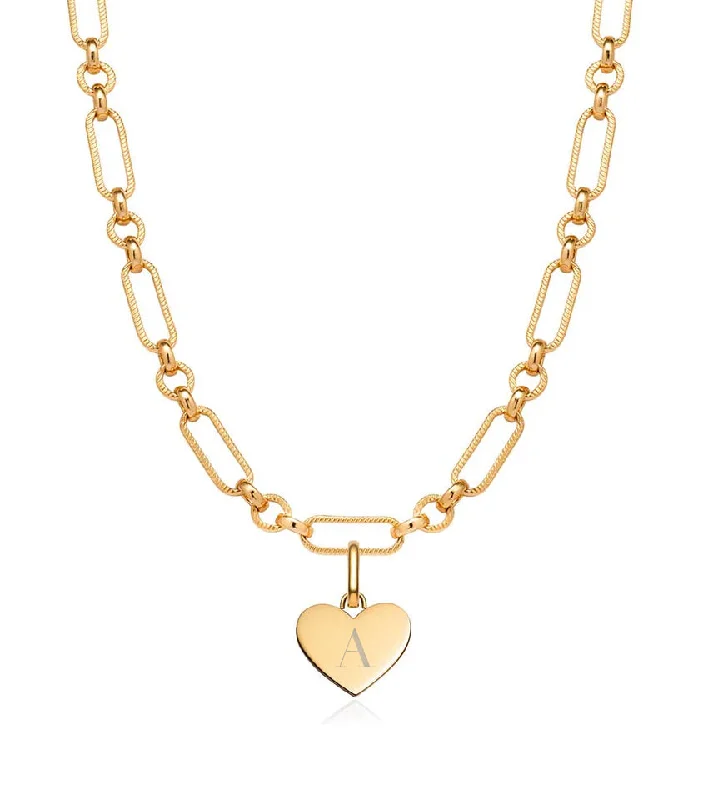 Jewelry Clearance – Final Chance To Save Big Heart Figaro Chain Necklace (Gold)