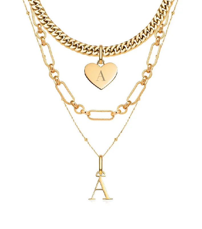 Bold And Beautiful Jewelry Now At Irresistible Prices Heart & Letter Multi Chain Layered Set (Gold) Bold And Beautiful Jewelry Now At Irresistible Prices Heart & Letter Multi Chain Layered Set (Gold)