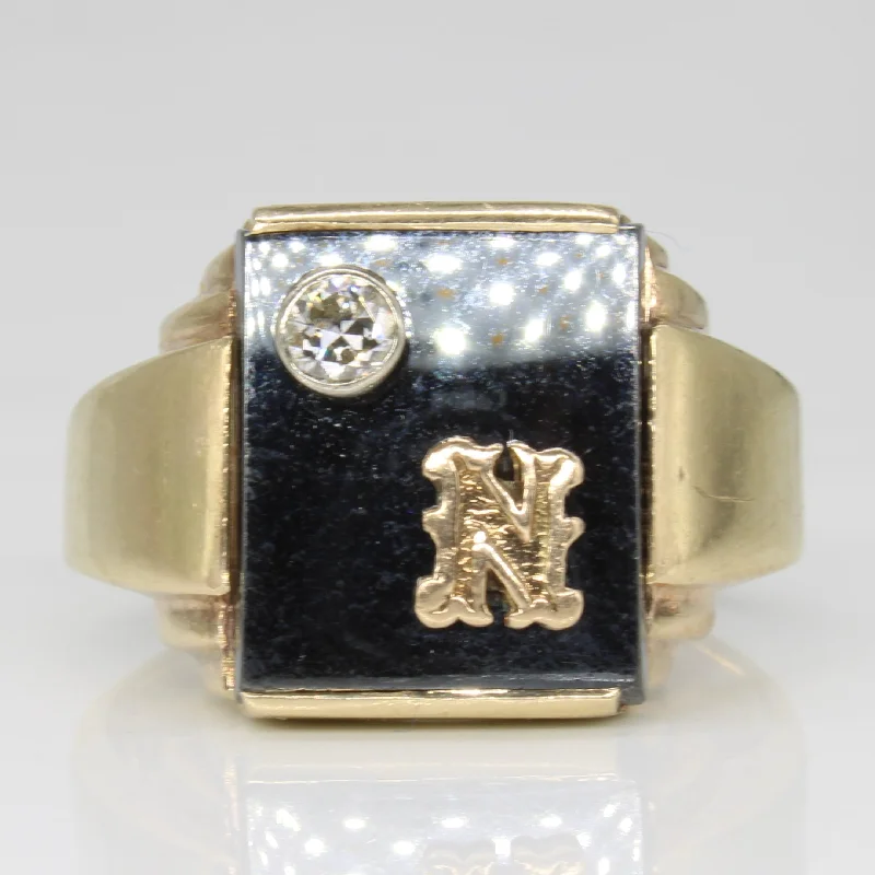 Affordable Luxury Jewelry – Style At A Great Price Hematite & Diamond 'N' Initial Ring | 5.00ct, 0.13ct | SZ 9.5 | Affordable Luxury Jewelry – Style At A Great Price Hematite & Diamond 'N' Initial Ring | 5.00ct, 0.13ct | SZ 9.5 |