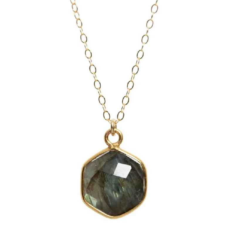Bohemian-Inspired Jewelry For Free-Spirited Fashion Hexagon Necklace in Labradorite