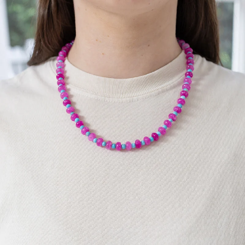 Shop Elegant Jewelry At Unbeatable Prices Hot Pink and Turquoise Stone Necklace