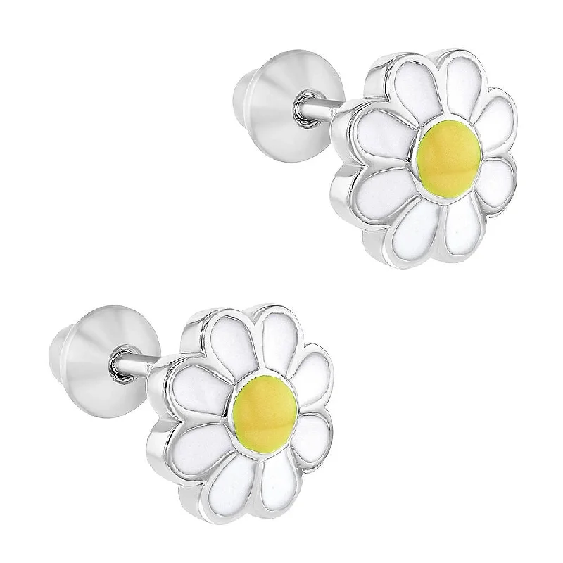 Your Perfect Accessory At The Perfect Price Children's Sterling Silver Enamel Daisy Screw Back Earrings Your Perfect Accessory At The Perfect Price Children's Sterling Silver Enamel Daisy Screw Back Earrings