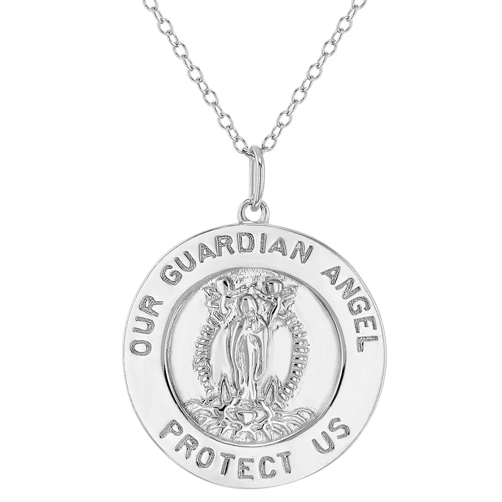 Timeless Jewelry, Timeless Savings – Don't Wait Children's Sterling Silver Guardian Angel Round Medal Pendant Timeless Jewelry, Timeless Savings – Don't Wait Children's Sterling Silver Guardian Angel Round Medal Pendant