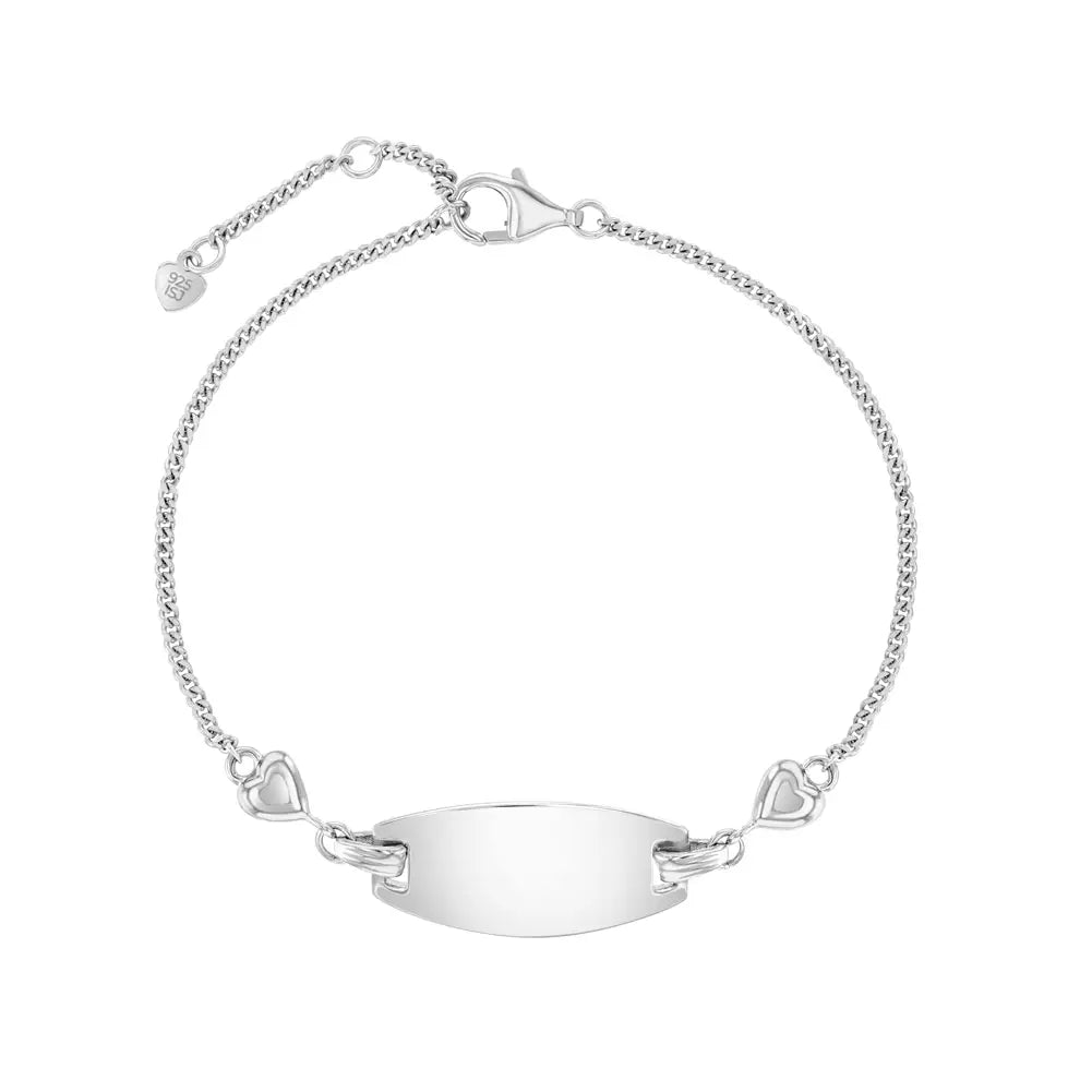 Sparkle In Style With Our Best Jewelry Deals Children's Sterling Silver Heart Tag Identification Bracelet Sparkle In Style With Our Best Jewelry Deals Children's Sterling Silver Heart Tag Identification Bracelet