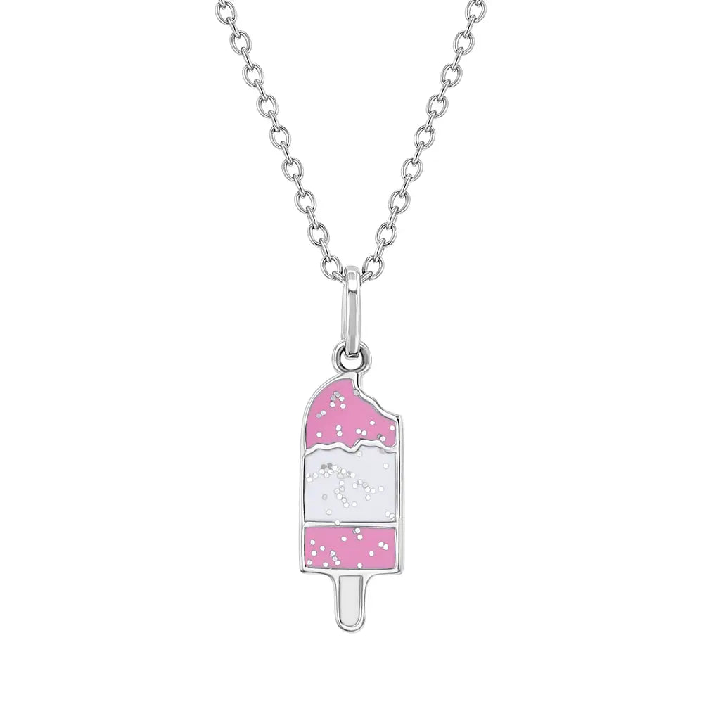 Chic And Stylish Jewelry At Discounted Prices Children's Sterling Silver Pink Glitter Ice Cream Bar Pendant Necklace Chic And Stylish Jewelry At Discounted Prices Children's Sterling Silver Pink Glitter Ice Cream Bar Pendant Necklace