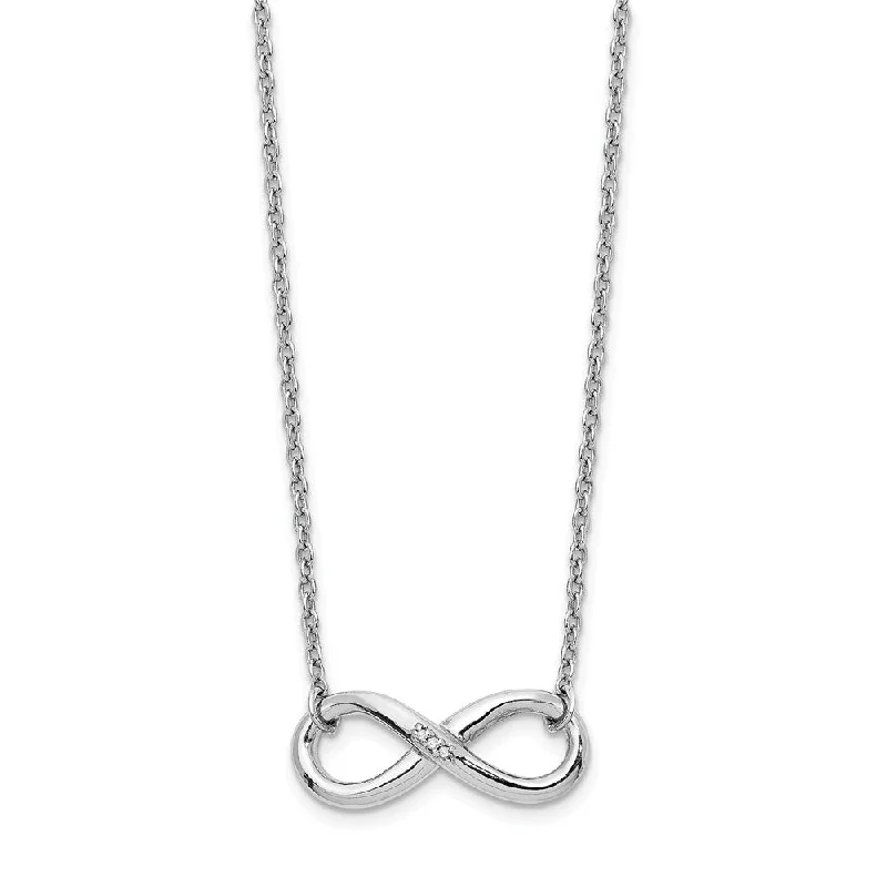 Jewelry Clearance Event – Last Chance For Stunning Deals Infinity Diamond Accent Necklace, Rhodium Sterling Silver, 18 Inch
