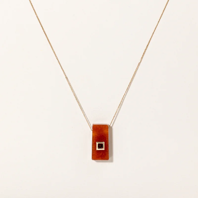 Affordable Gold-Plated Jewelry For Modern Fashion Jadeite & Garnet Pendant Necklace | 35.00ct, 0.40ct | 22" | Affordable Gold-Plated Jewelry For Modern Fashion Jadeite & Garnet Pendant Necklace | 35.00ct, 0.40ct | 22" |