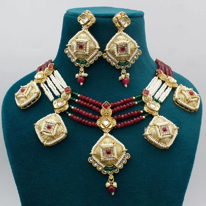 Limited-Time Offer On Premium Jewelry Collections JCM Gold Plated Pota Stone And Pearls Necklace Set Limited-Time Offer On Premium Jewelry Collections JCM Gold Plated Pota Stone And Pearls Necklace Set