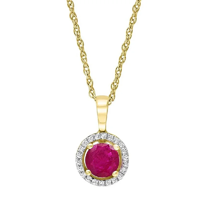 Shop Dazzling Jewelry At The Best Prices July Birthstone Pendant: 14K Yellow Gold Diamond And Ruby Halo Pendant Necklace Shop Dazzling Jewelry At The Best Prices July Birthstone Pendant: 14K Yellow Gold Diamond And Ruby Halo Pendant Necklace