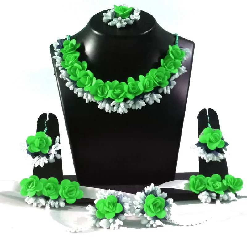 Don't Miss These Dazzling Jewelry Discounts Kavya's Kreation Flower Necklace Set for Haldi Ceremony  Combo Set