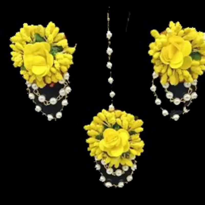 Unmissable Jewelry Discounts – Elevate Your Look For Less Kavyas Kreation Yellow Floral Design Earrings With Maang tikka Unmissable Jewelry Discounts – Elevate Your Look For Less Kavyas Kreation Yellow Floral Design Earrings With Maang tikka
