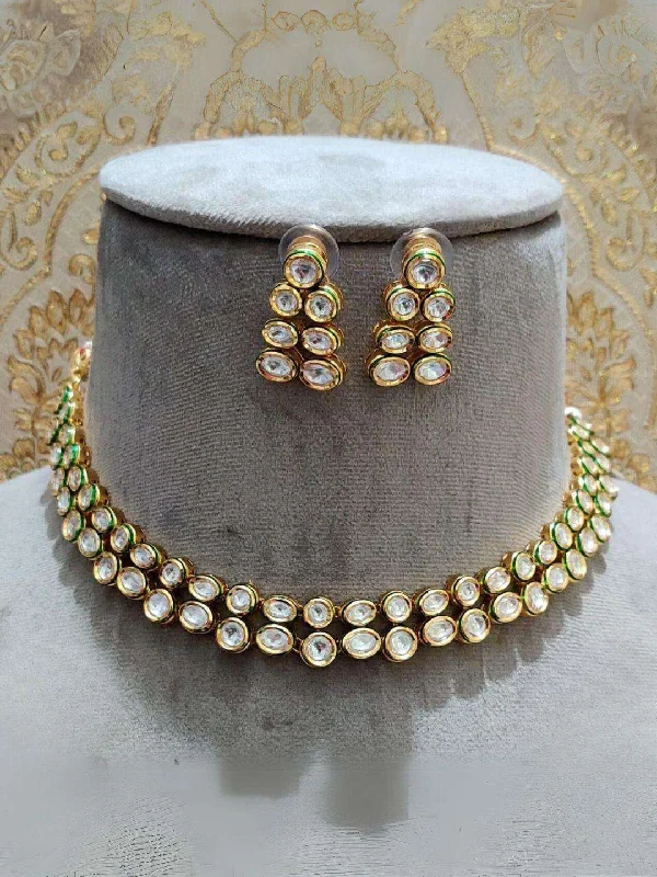Timeless Elegance At Unbelievable Discounts Kundan Double Layered Necklace With Earrings Timeless Elegance At Unbelievable Discounts Kundan Double Layered Necklace With Earrings