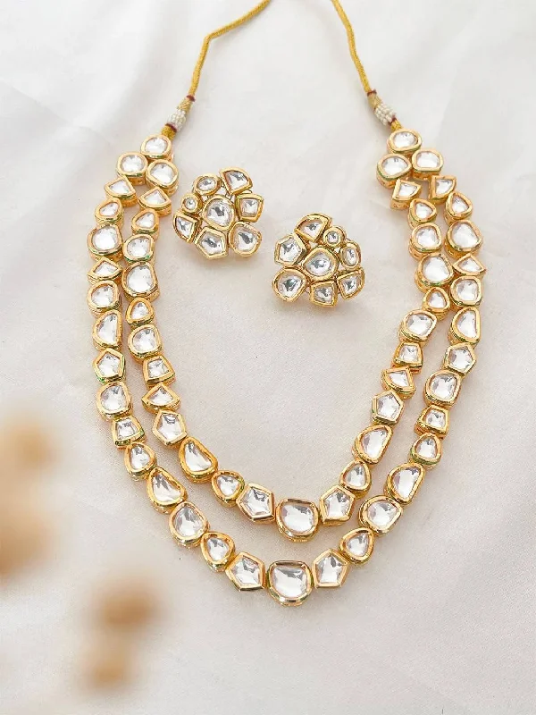 Elegant Jewelry At Unbeatable Offers – Shop Before It's Gone Layered Uncut Kundan Necklace Set Elegant Jewelry At Unbeatable Offers – Shop Before It's Gone Layered Uncut Kundan Necklace Set