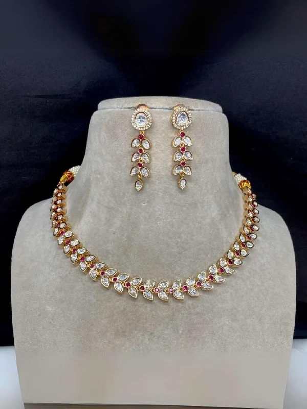 High-Quality Jewelry At A Fraction Of The Cost Leaf Shaped Kundan Necklace Set