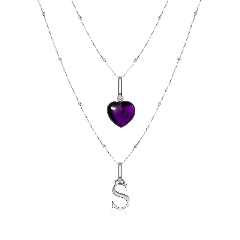 Limited-Time Jewelry Sale – Don't Miss Out On Dazzling Discounts Letter & Birthstone Sphere Chain Layered Set (Silver)