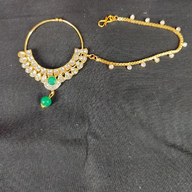 Premium Jewelry Now Available At Special Discounts Lucentarts Jewellery Gold Plated Kundan Stone Nose Ring/Nath with Chain for Women Premium Jewelry Now Available At Special Discounts Lucentarts Jewellery Gold Plated Kundan Stone Nose Ring/Nath with Chain for Women