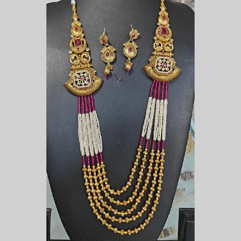 Must-Have Jewelry Pieces At Reduced Prices Manisha Jewellery Gold Plated Pota Stone And Pearls Long Necklace Set Must-Have Jewelry Pieces At Reduced Prices Manisha Jewellery Gold Plated Pota Stone And Pearls Long Necklace Set
