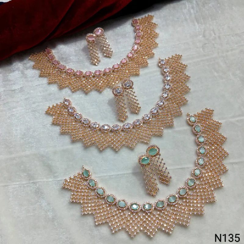 Unique Jewelry Designs Now At Discounted Rates Manisha Jewellery Rose Gold Plated AD Stone Necklace Set Unique Jewelry Designs Now At Discounted Rates Manisha Jewellery Rose Gold Plated AD Stone Necklace Set