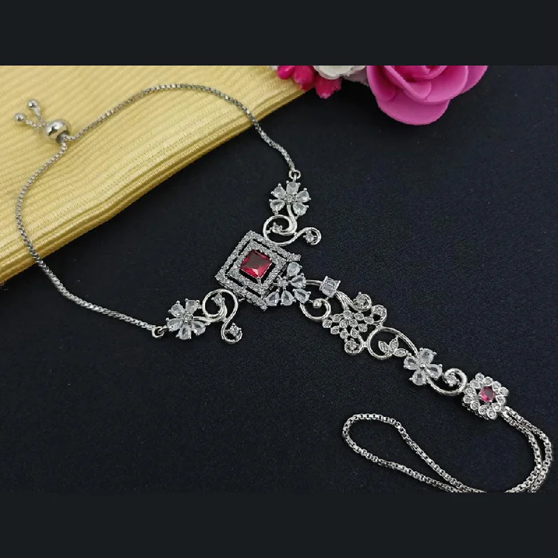 Dainty Floral Jewelry For Feminine Elegance Manisha Jewellery Silver Plated Hand Harness/Hath Panja Dainty Floral Jewelry For Feminine Elegance Manisha Jewellery Silver Plated Hand Harness/Hath Panja