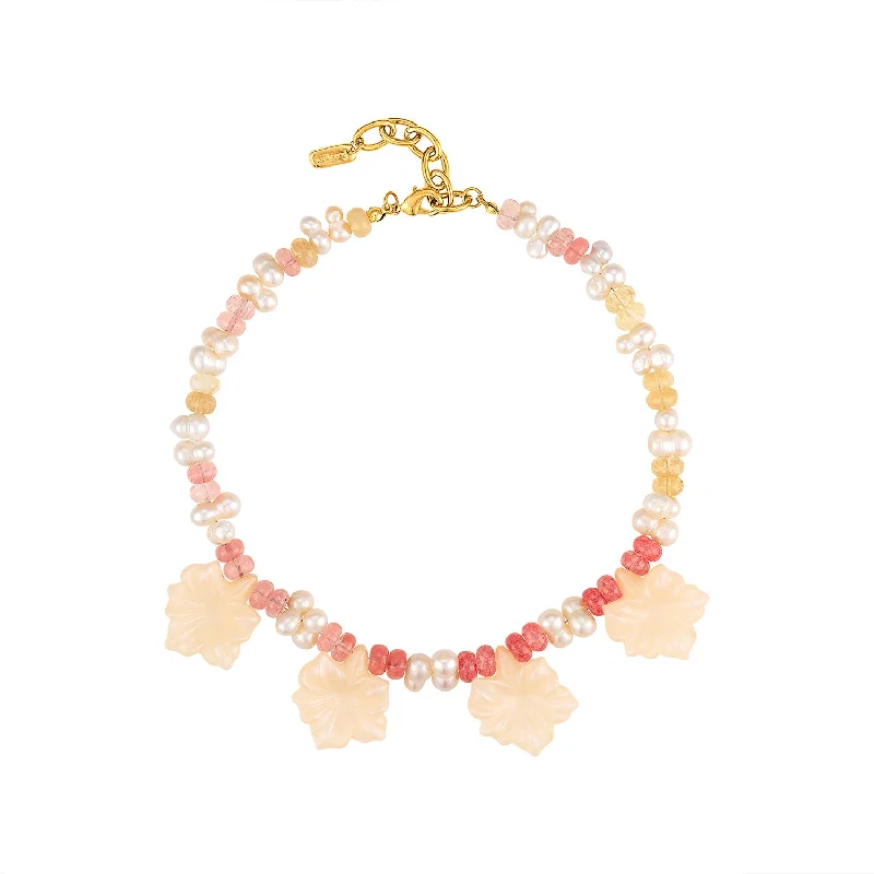 Grab Your Dream Jewelry At The Lowest Prices Mother Of Pearl Drop Flower Necklace