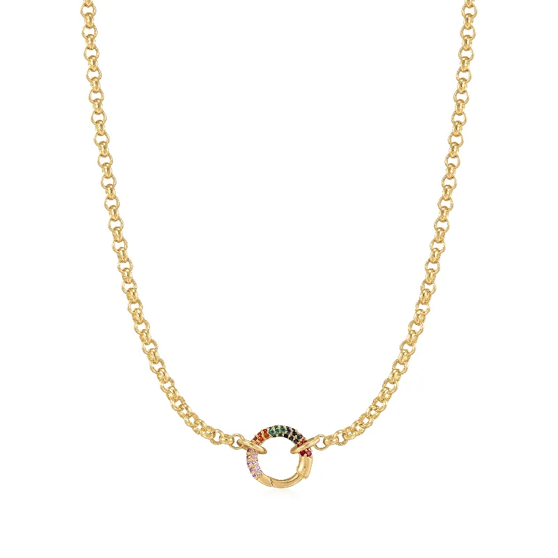 Elevate Your Outfit With Discounted Statement Jewelry Gold Chain Rainbow Connector Necklace Elevate Your Outfit With Discounted Statement Jewelry Gold Chain Rainbow Connector Necklace