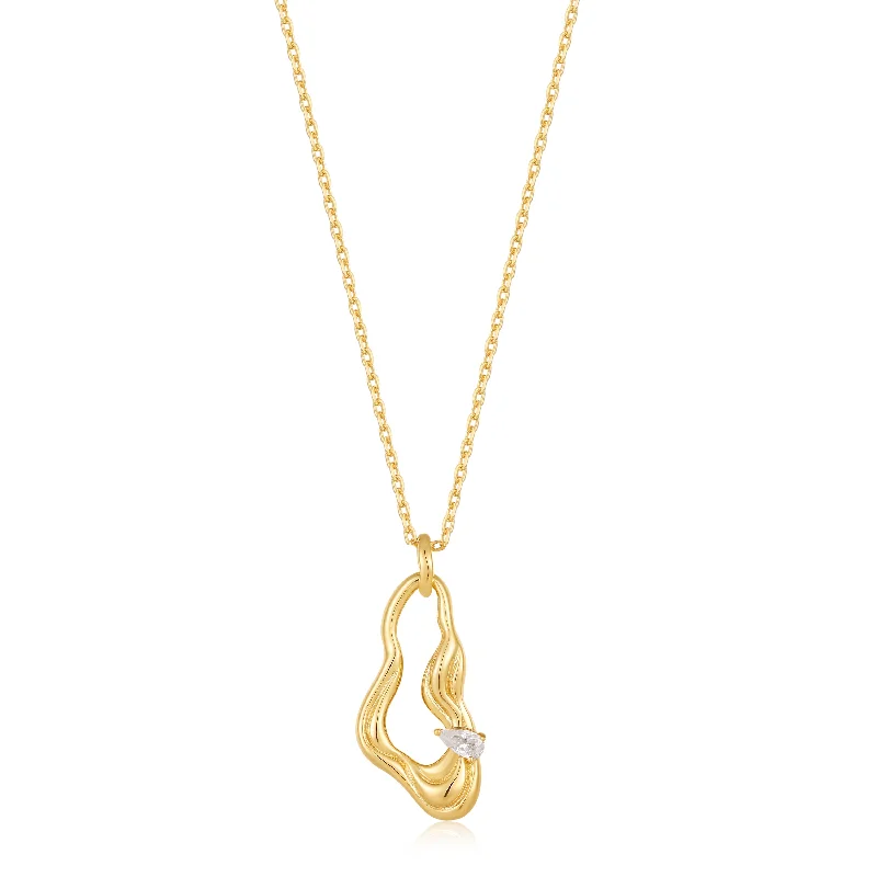 Everyday Jewelry Essentials Now On Sale Gold Twisted Wave Drop Pendant Necklace