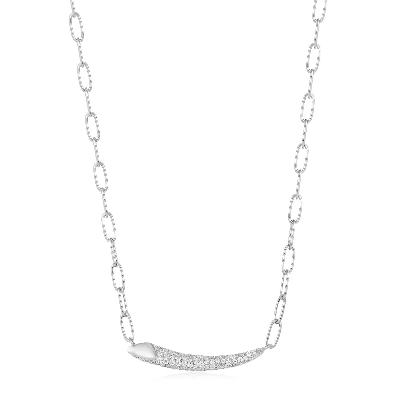 Affordable Glamour – Premium Jewelry For Less Silver Pavé Bar Chain Necklace