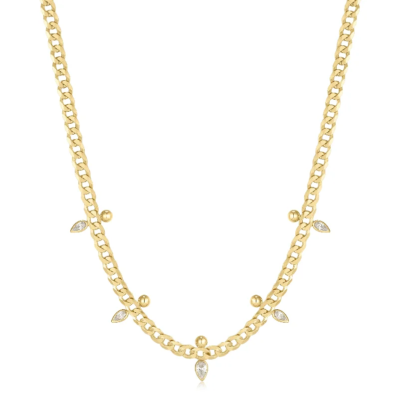 High-End Sparkle, Low-End Prices – Shop Now Gold Curb Chain Sparkle Point Necklace